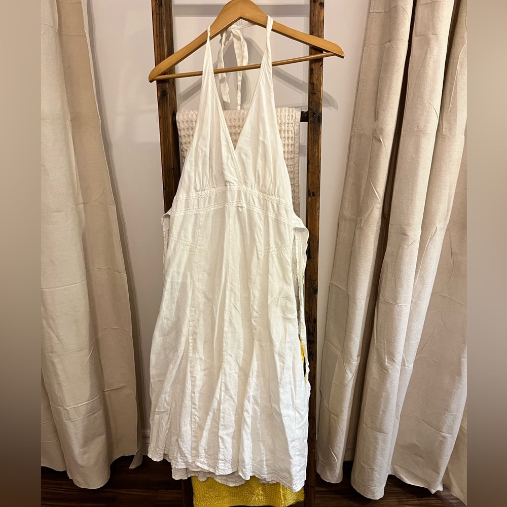 Vintage Le Chateau Linen Halter Dress